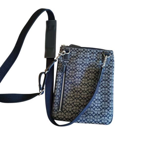 Coach Signature Black And Grey Crossbody Bag Canvas Monogram - Picture 4 of 8